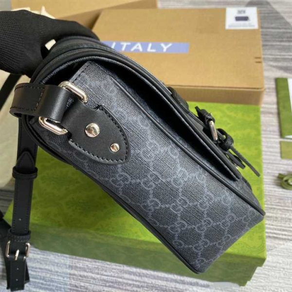 GUCCI MESSENGER BAG BLACK GG SUPREME CANVAS BLACK LEATHER TRIM - Image 4