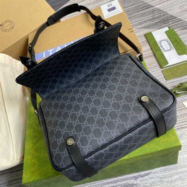 GUCCI MESSENGER BAG BLACK GG SUPREME CANVAS BLACK LEATHER TRIM - Image 6