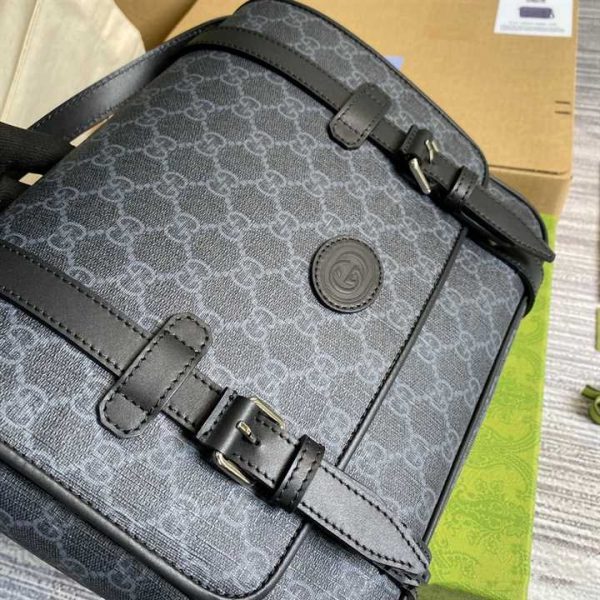 GUCCI MESSENGER BAG BLACK GG SUPREME CANVAS BLACK LEATHER TRIM - Image 10