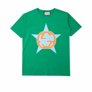 GUCCI INTERLOCKING G STAR PRINT COTTON T-SHIRT – GCS154