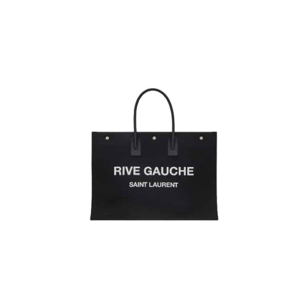 RIVE GAUCHE TOTE BAG IN LINEN AND LEATHER – WBY17
