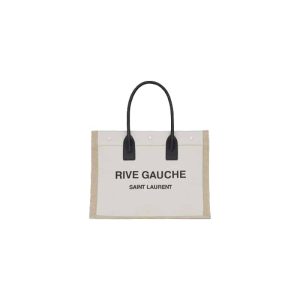 RIVE GAUCHE TOTE BAG IN LINEN AND LEATHER – WBY16