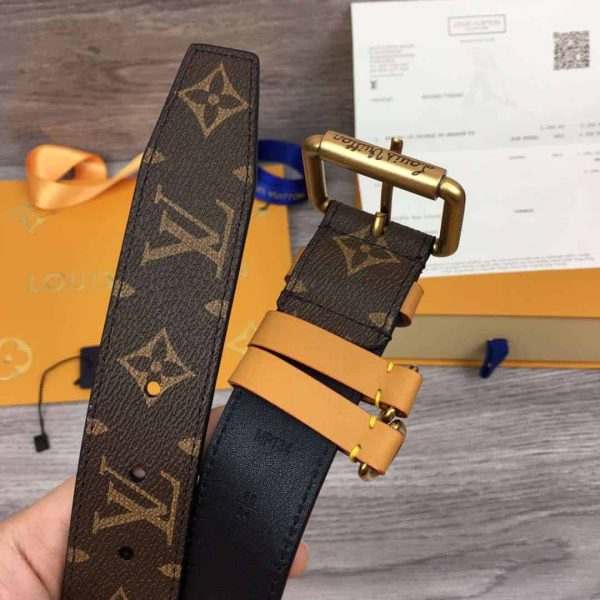 LOUIS VUITTON SIGNATURE BELT MONOGRAM 35MM BROWN – B112 - Image 8