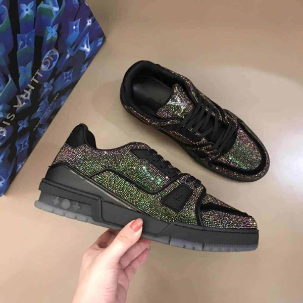 LOUIS VUITTON GLITTER SNEAEKERS BLACK TRAINER – LSVT223 - Image 6