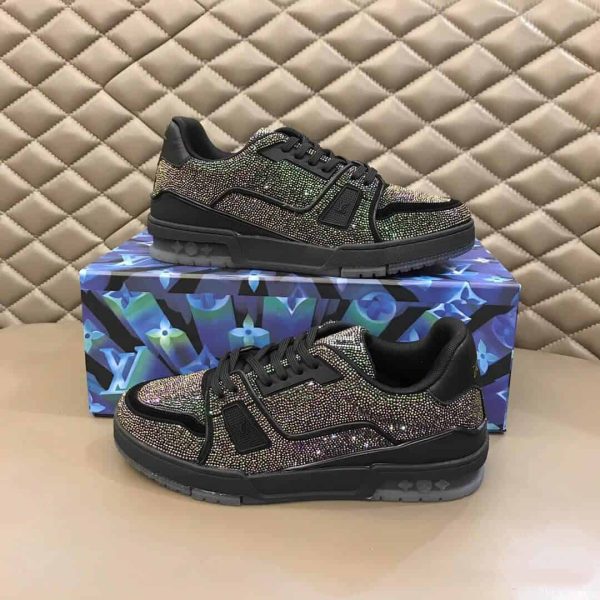 LOUIS VUITTON GLITTER SNEAEKERS BLACK TRAINER – LSVT223 - Image 7