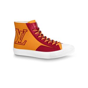 LOUIS VUITTON SNEAKERS BOOTS RED AND YELLOW GRAINED CALF LEATHER – LSVT097