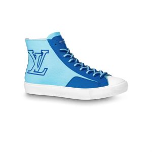 LOUIS VUITTON TATTOO SNEAKERS BOOTS BLUE GRAINED CALF LEATHER – LSVT099