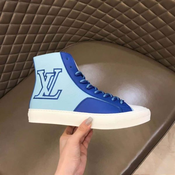 LOUIS VUITTON TATTOO SNEAKERS BOOTS BLUE GRAINED CALF LEATHER – LSVT099 - Image 2