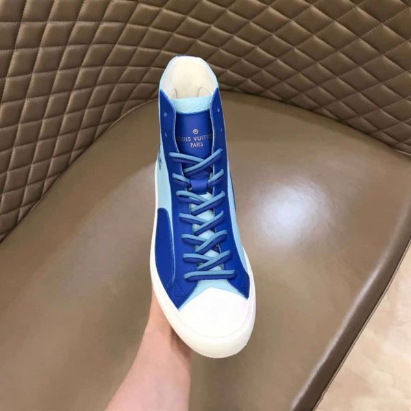 LOUIS VUITTON TATTOO SNEAKERS BOOTS BLUE GRAINED CALF LEATHER – LSVT099 - Image 4