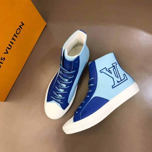 LOUIS VUITTON TATTOO SNEAKERS BOOTS BLUE GRAINED CALF LEATHER – LSVT099 - Image 6
