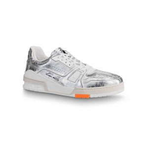 LOUIS VUITTON TRAINER SNEAKERS METALLIC LEATHER SLIVER – LSVT095