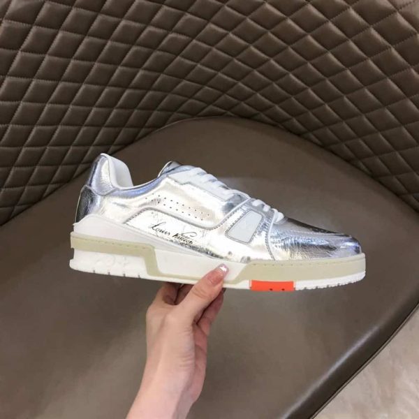 LOUIS VUITTON TRAINER SNEAKERS METALLIC LEATHER SLIVER – LSVT095 - Image 2