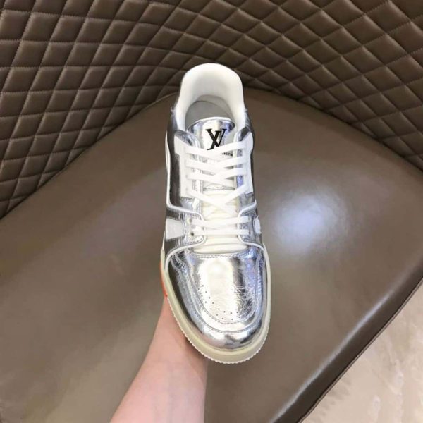 LOUIS VUITTON TRAINER SNEAKERS METALLIC LEATHER SLIVER – LSVT095 - Image 4