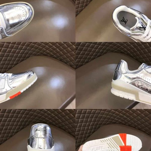 LOUIS VUITTON TRAINER SNEAKERS METALLIC LEATHER SLIVER – LSVT095 - Image 5