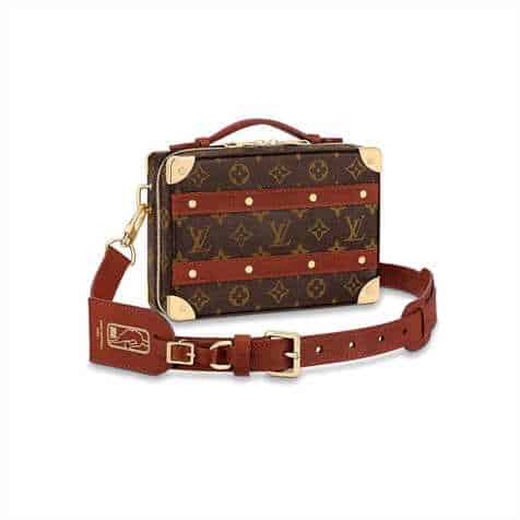 M45785 LOUIS VUITTON X NBA HANDLE TRUNK MONOGRAM COATED CANVAS TEXTILE LINING IN BROWN